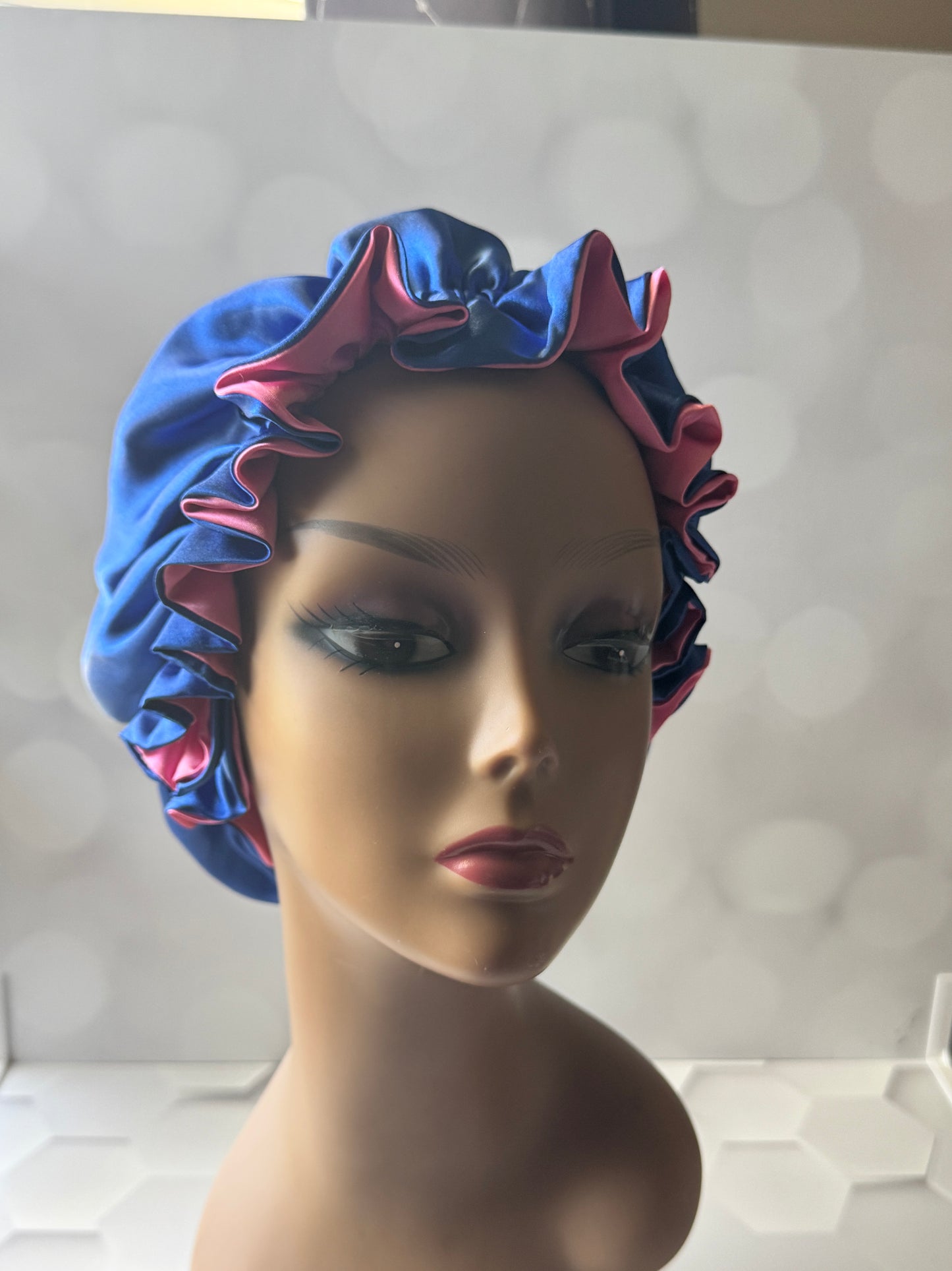 Pink/Blue Satin Bonnet -Regular