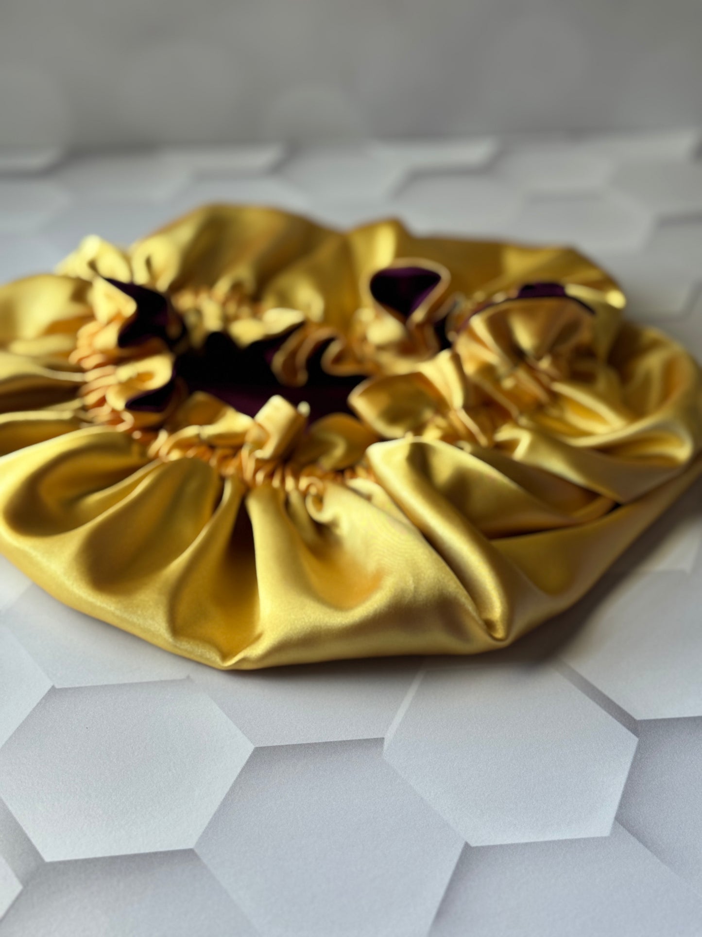 Plum/ Yellow Satin Bonnets